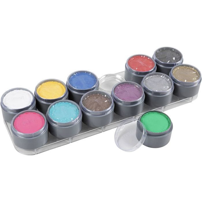 Grimas Ansigtsmaling - Sminkepalette, ass. farver, 12x15ml/ 1 stk.