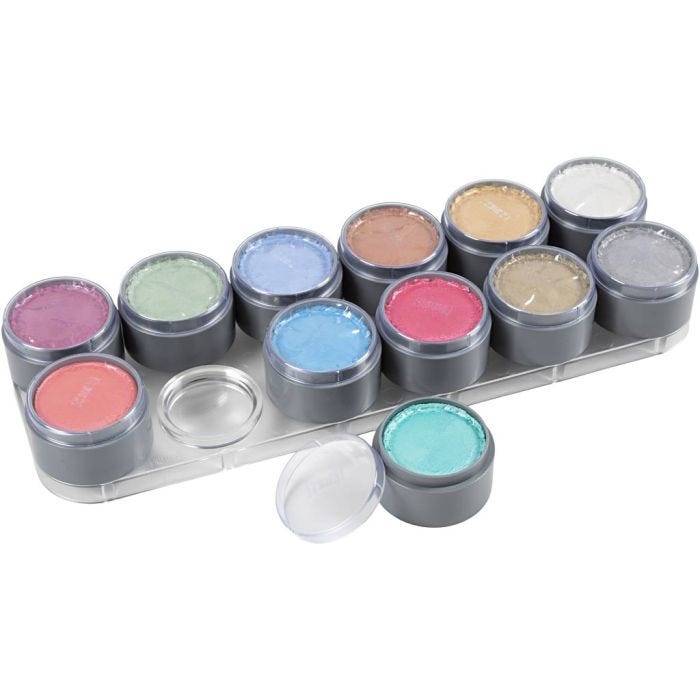 Grimas Ansigtsmaling - Sminkepalette, perlemorsfarver, 12x15ml/ 1 stk.