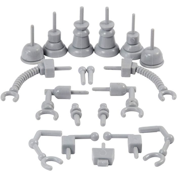 Robotdele, str. 0,5-6 cm, grå, 19 stk./ 1 pk.