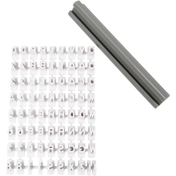 Stempelsæt, bogstaver, tal, 6 mm, hvid, 1 sæt