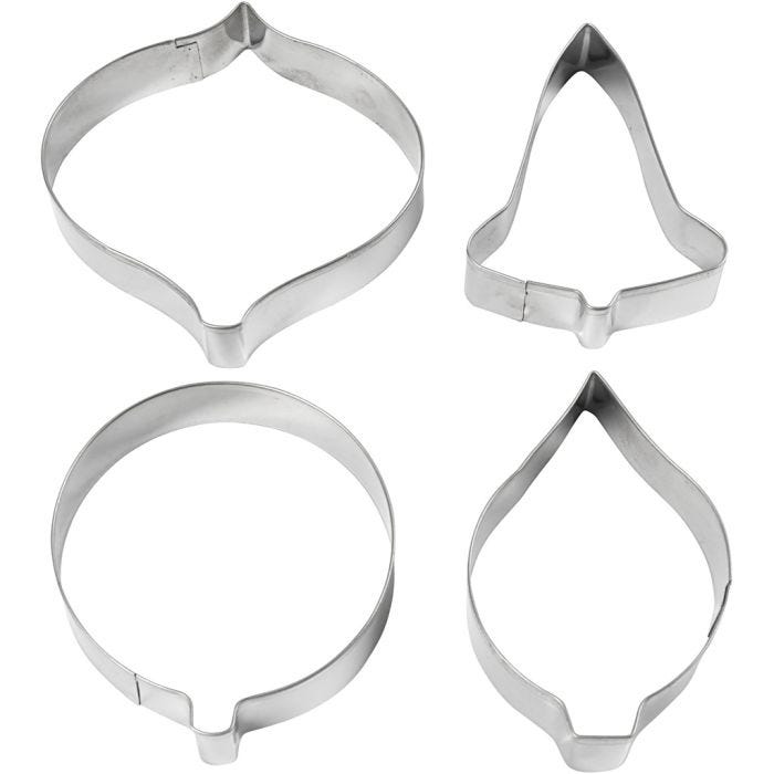 Udstiksforme, klokke, kugle, dråbe, prisme, H: 8 cm, 4 stk./ 1 pk.