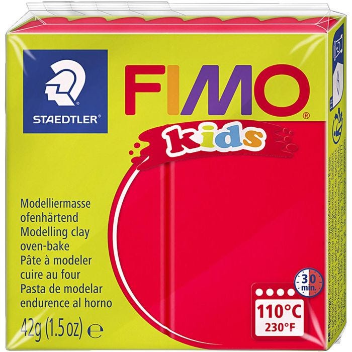FIMO® Kids Ler, rød, 42 g/ 1 pk.