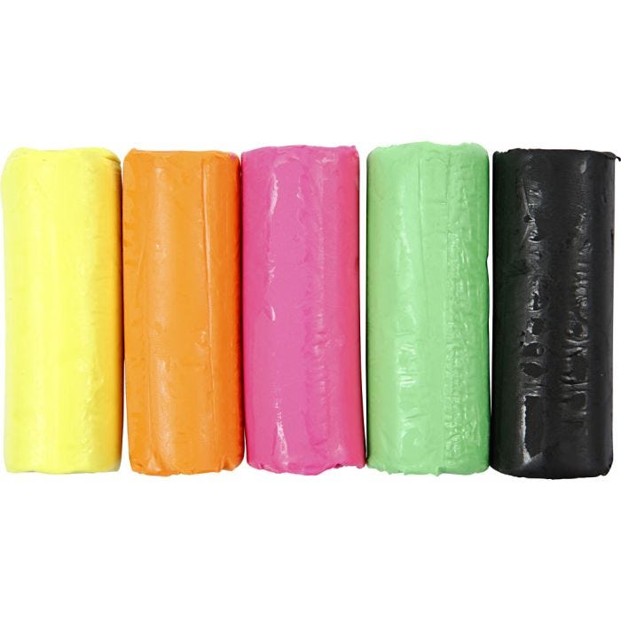 Modellervoks, H: 9,5 cm, neonfarver, 5x80 g/ 1 spand
