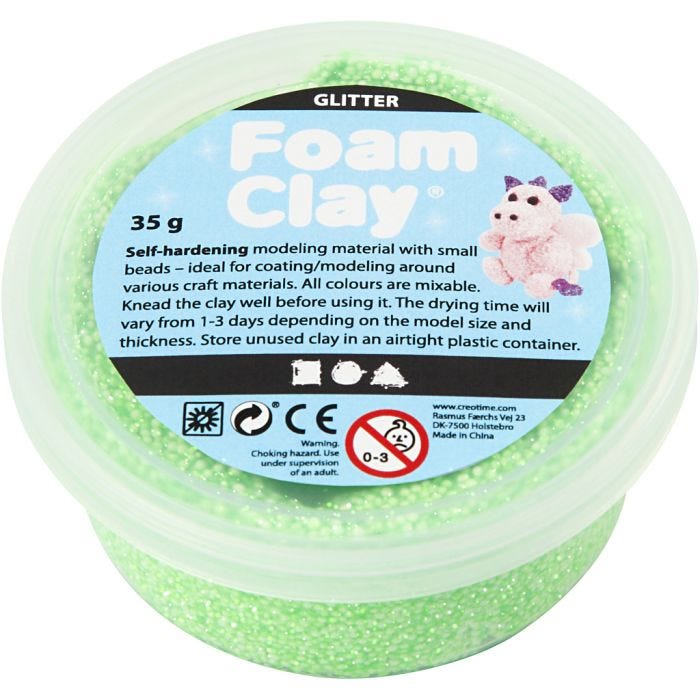 Foam Clay®, glitter, grøn, 35 g/ 1 ds.