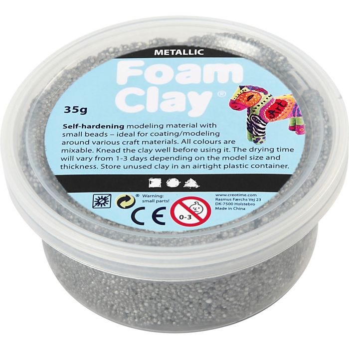 Foam Clay®, metallic, sølv, 35 g/ 1 ds.