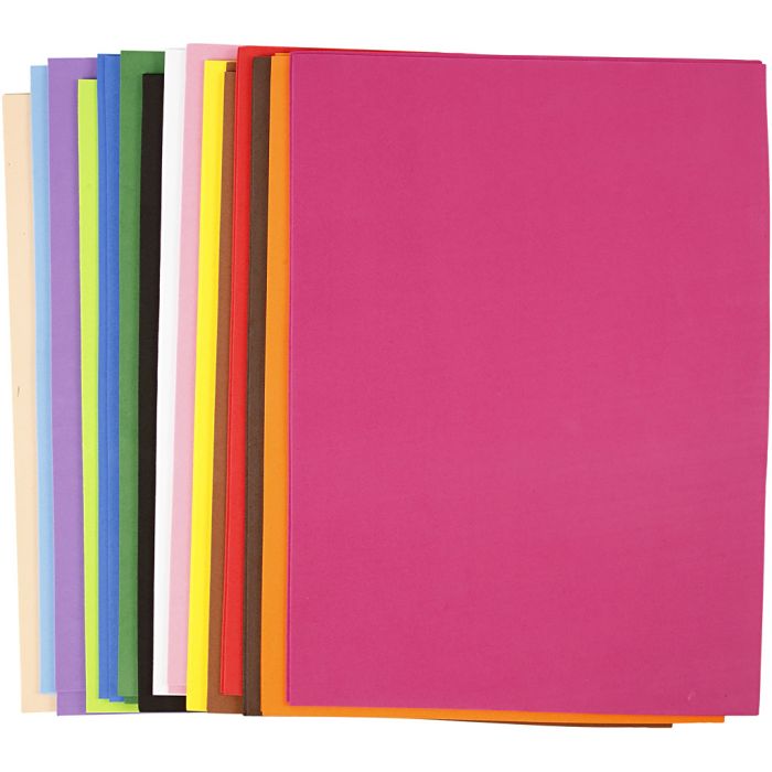 Mosgummi, A3, ark 297x420 mm, tykkelse 2 mm, ass. farver, 30 ass. ark/ 1 pk.