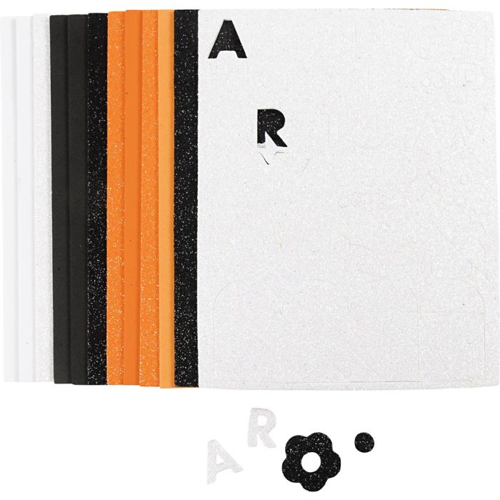 Mosgummi ark, str. 14x25 cm, tykkelse 2 mm, halloweenfarver, 12 ark/ 1 pk.