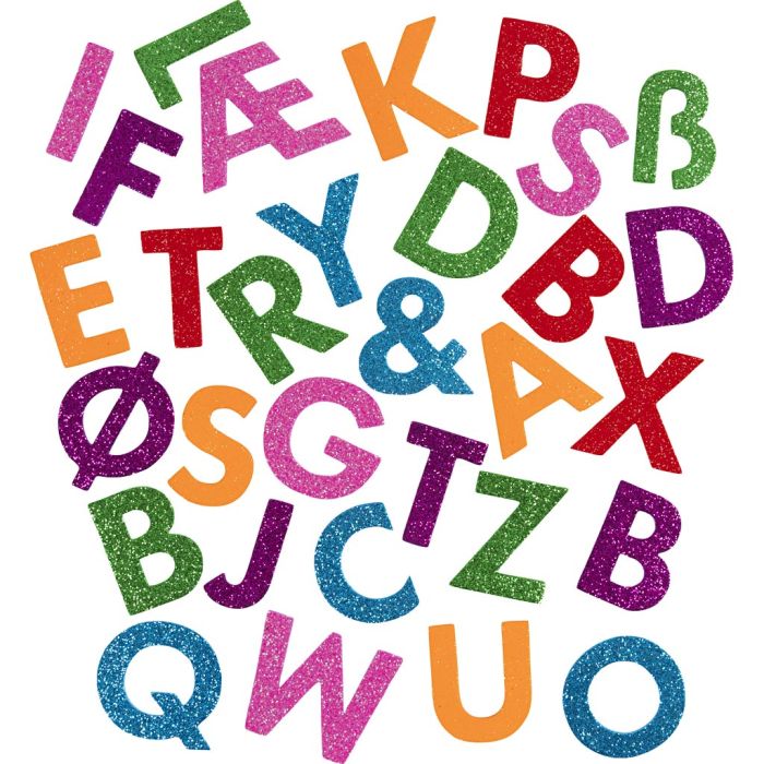 Mosgummi klistermærker, Bogstaver, selvklæbende, H: 40 mm, colorful, 110 stk./ 1 pk.