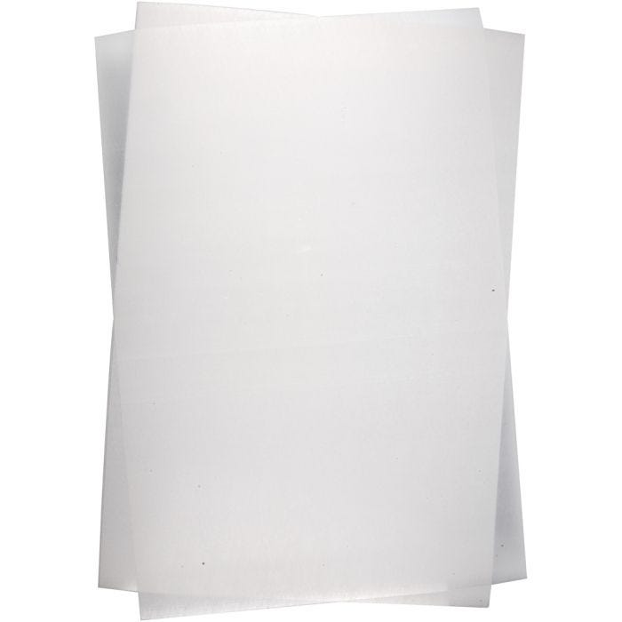 Krympeplast, ark 20x30 cm, tykkelse 0,3 mm, blank transparent, 100 ark/ 1 pk.