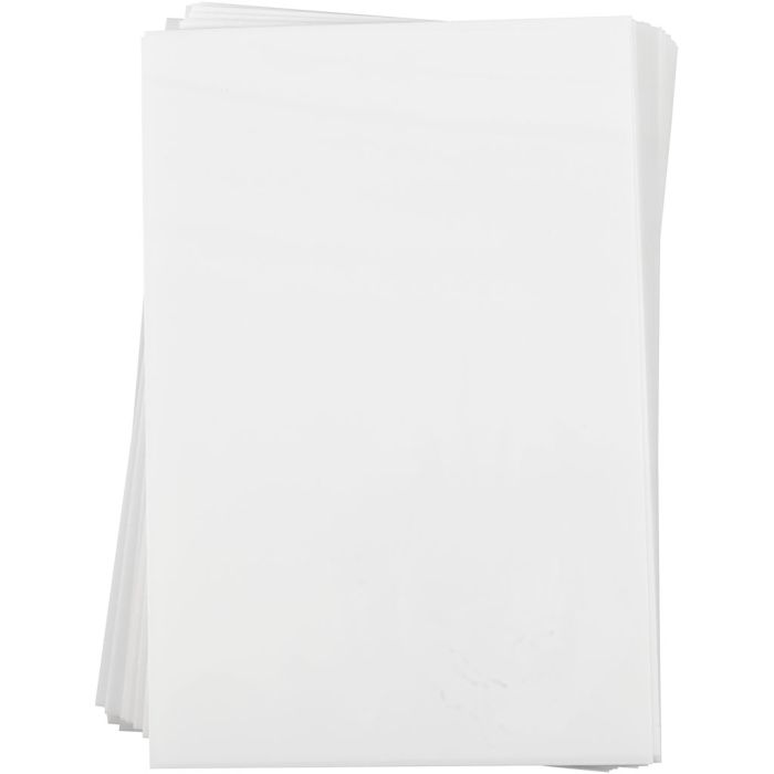 Krympeplast, ark 20x30 cm, tykkelse 0,3 mm, mat hvid, 100 ark/ 1 pk.