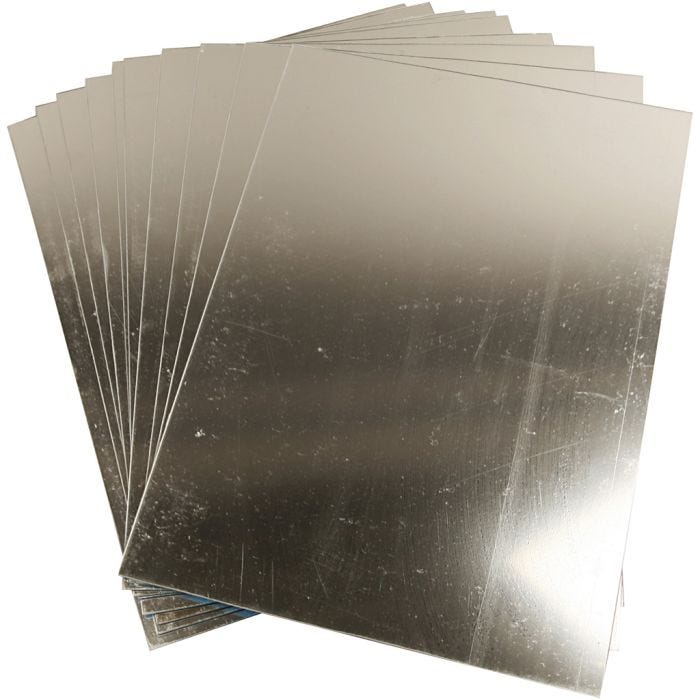 Spejlplast, ark 29,5x21 cm, tykkelse 1,1 mm, 10 ark/ 1 pk.