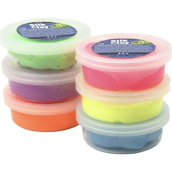 Silk Clay®, neonfarver, 6x14 g/ 1 pk.