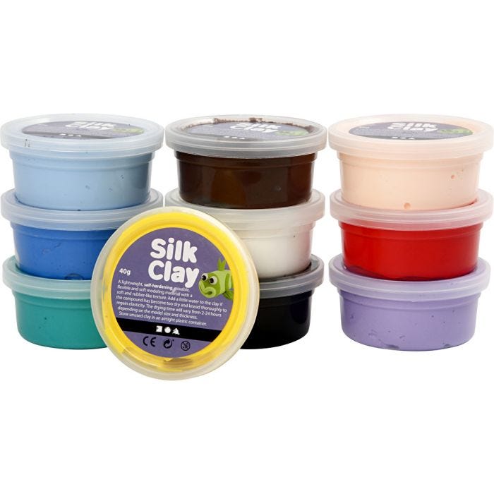 Silk Clay®, Basic 1, ass. farver, 10x40 g/ 1 pk.