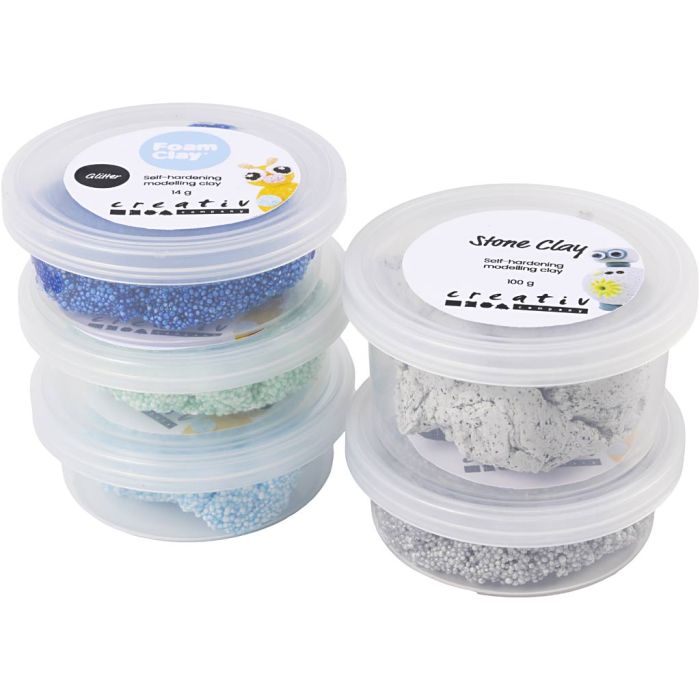 Stone Clay Mix, blå/grøn harmoni, 1 pk.