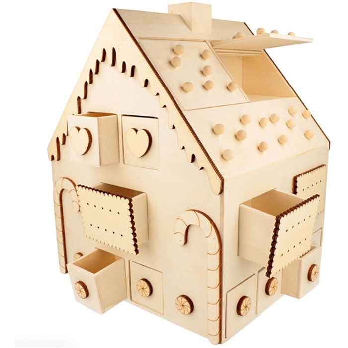 Adventskalender Træ, str. 26,5x23,5x33 cm, 1 stk.