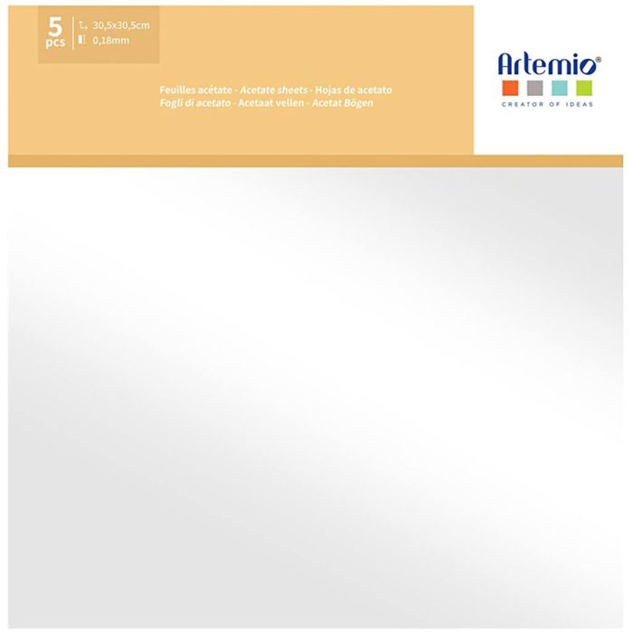 Transparente Acetatark, str. 30,5x30,5 cm, 5 stk./ 1 pk.