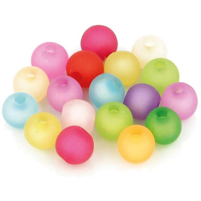 Runde Farvede Perler Frost, diam. 8 mm, douche farver, 120 stk./ 1 pk.