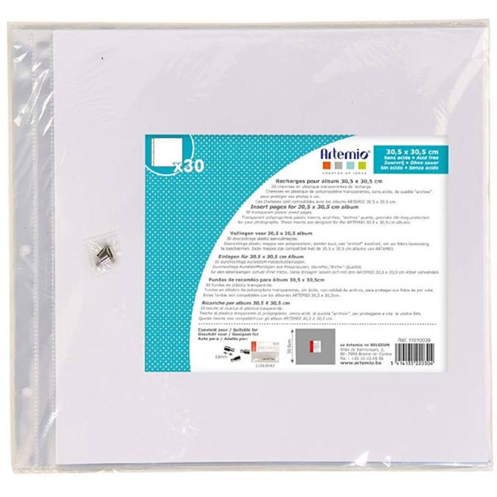 Gennemsigtige Lommer Fotoalbum, str. 30,5x30,5 cm, 30 ark/ 1 stk.