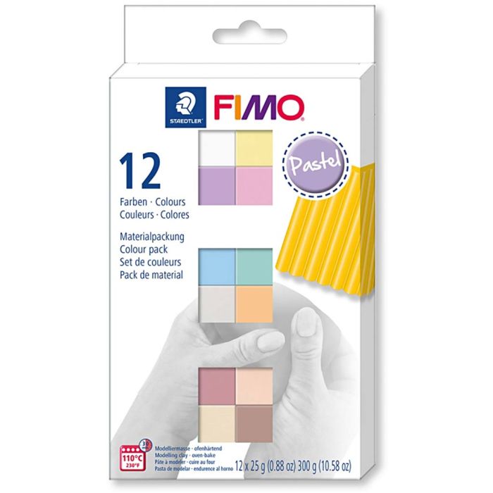 Soft Fimo Effect Paste Sæt, pastelfarver, 12x25 g/ 1 pk.
