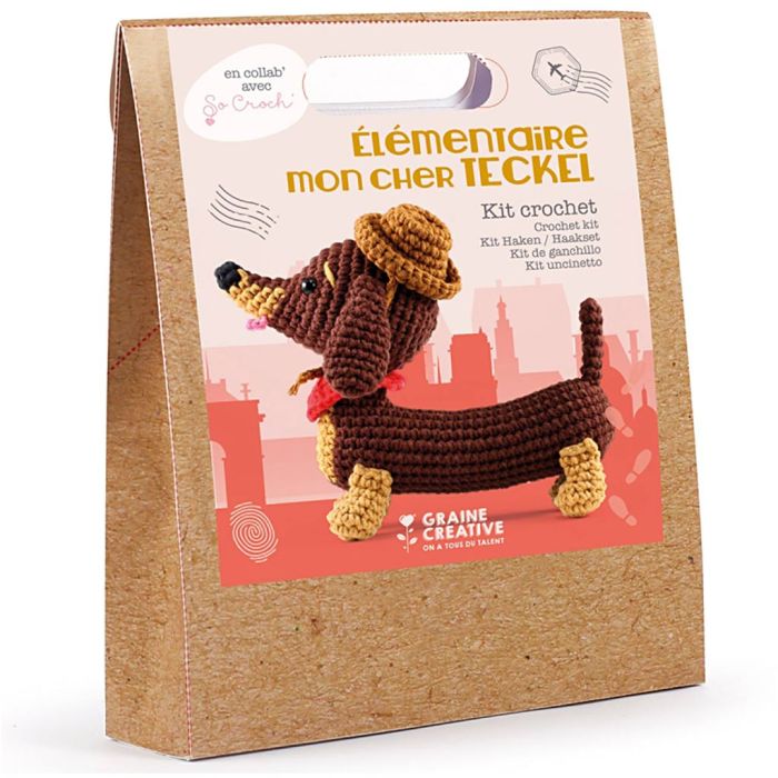 Amigurumi Hæklesæt, Gravhund, str. 18 cm, 1 pk.