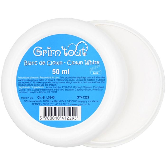 Ansigtsmaling Klovn, hvid, 50 ml/ 1 ds.