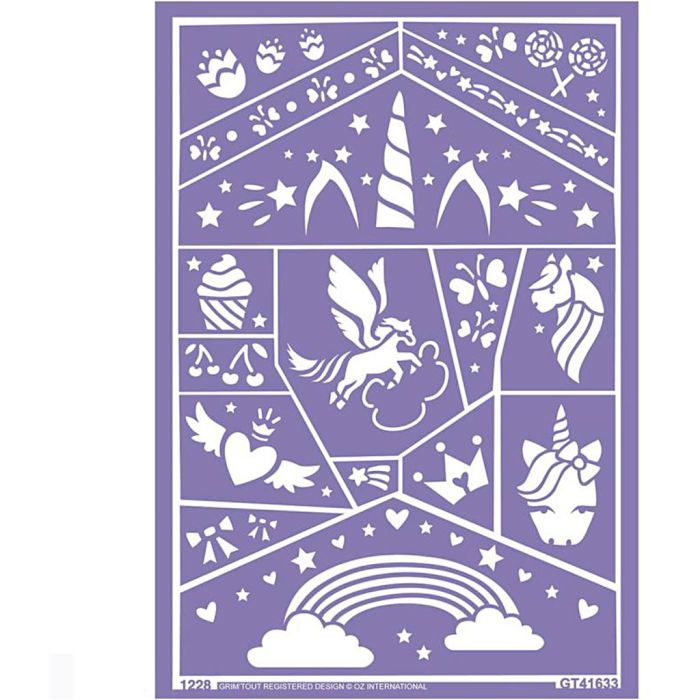 Selvklæbende Skabeloner til Ansigtsmaling, Enhjørning, 1 pk.