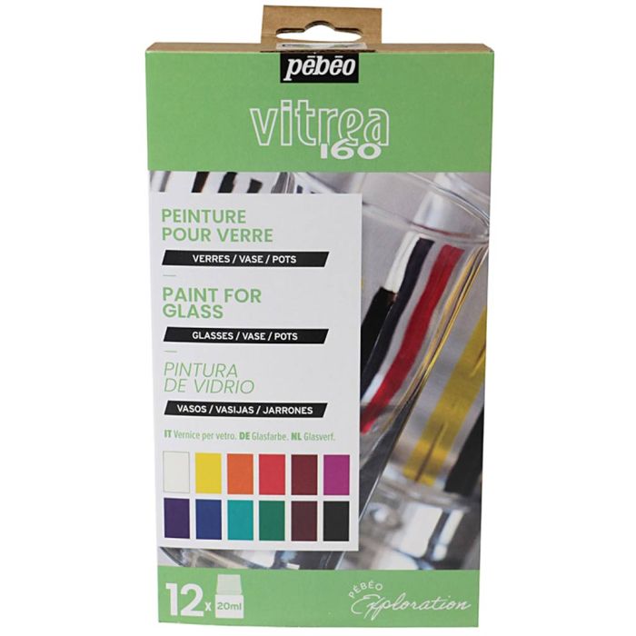 Udforskningsboks, Glasmaling, ass. farver, 12x20 ml/ 1 pk.