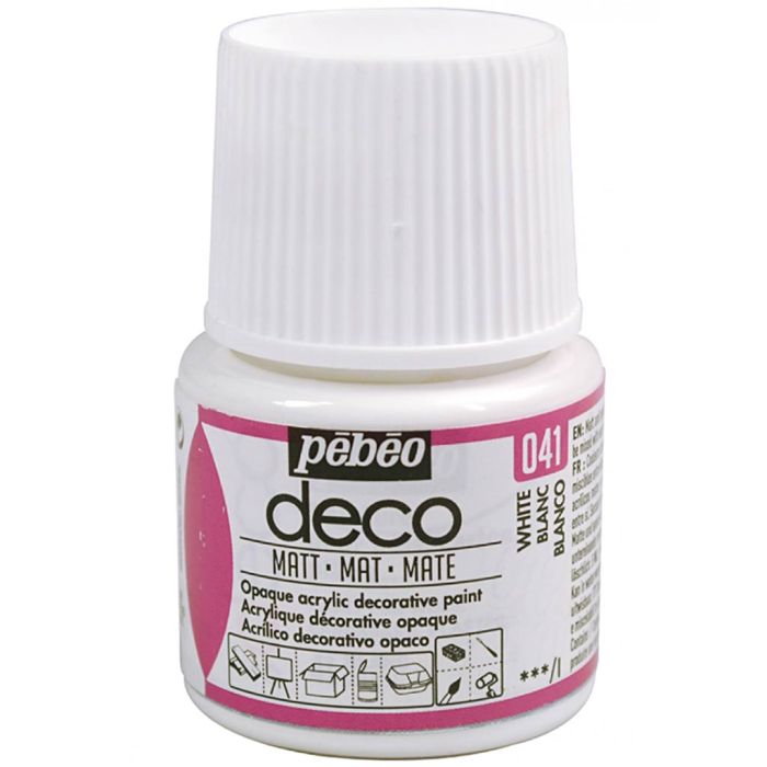 Déco Maling, mat, hvid, 45 ml/ 1 fl.