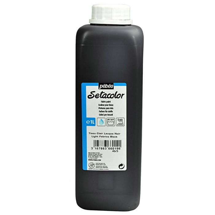 Pébéo Setacolor Tekstilmaling, Let stof, sort, 1000 ml/ 1 fl.