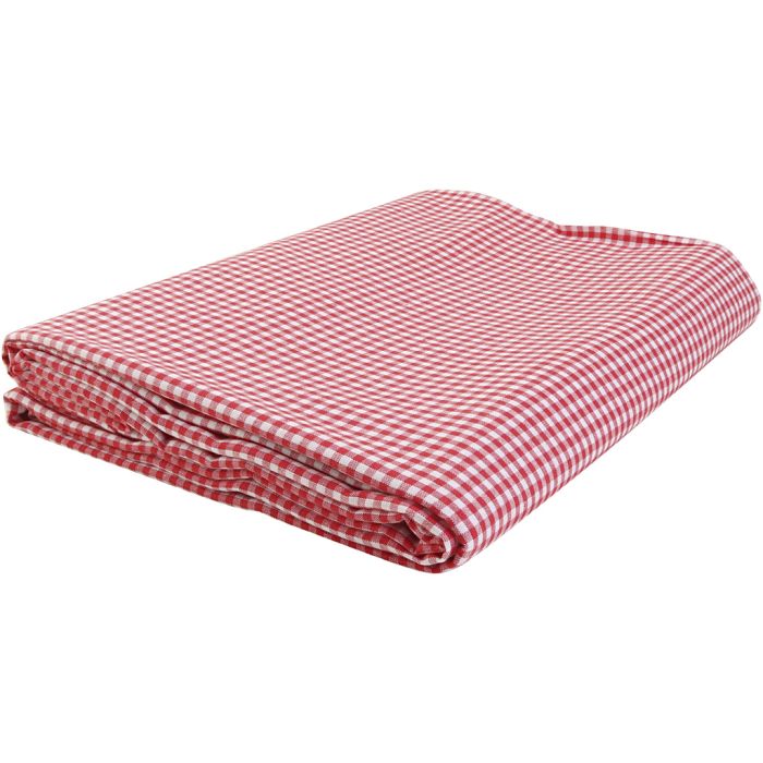 Bomuldsstof, tern 4x4 mm, B: 145 cm, rød, hvid, 5 m/ 1 pk.