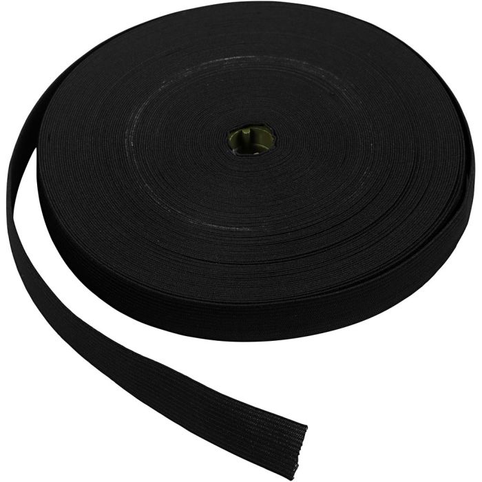 Elastikbånd, B: 20 mm, sort, 25 m/ 1 rl.