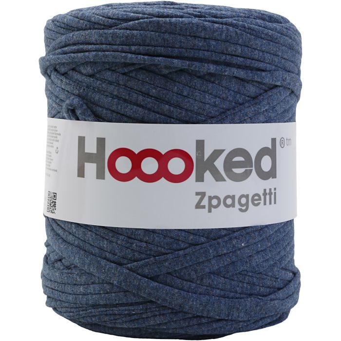 Hoooked Zpagetti garn, tykkelse 10-15 mm, blå, 120 m, 900 g/ 1 ngl.