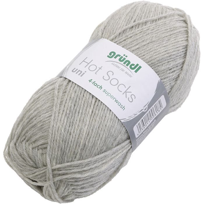 Hot Socks strømpegarn, lys grå, 50 g/ 1 ngl.