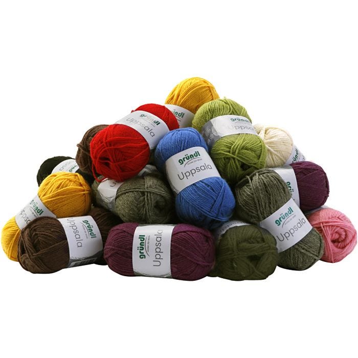 Uldgarn, L: 125 M, ass. farver, 30x50 g/ 1 pk.