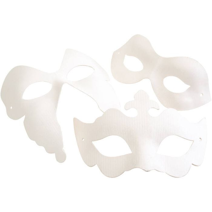 Masker i kraftigt pap, hvid, 4 x 3 ass stk., 1 stk.