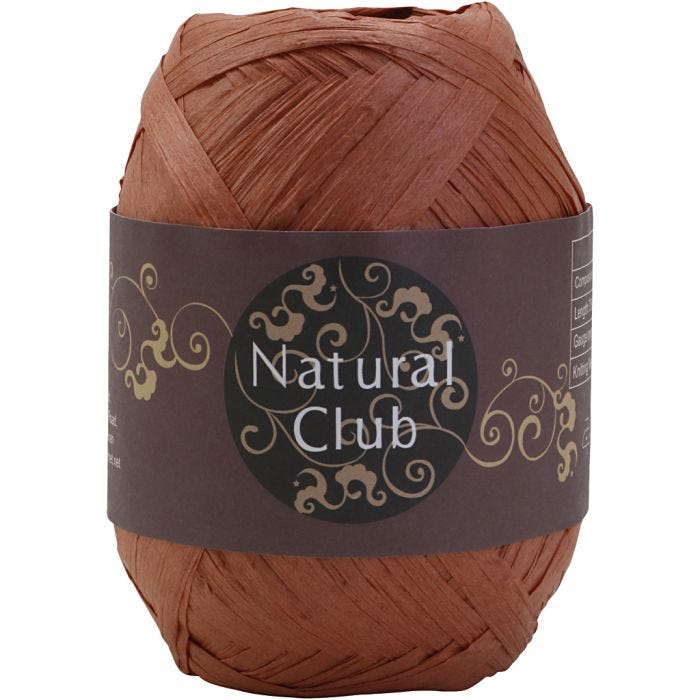 Raffia papirgarn, brun, 75 m/ 1 stk.
