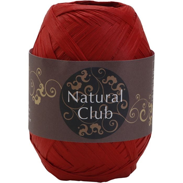 Raffia papirgarn, rød, 75 m/ 1 stk.