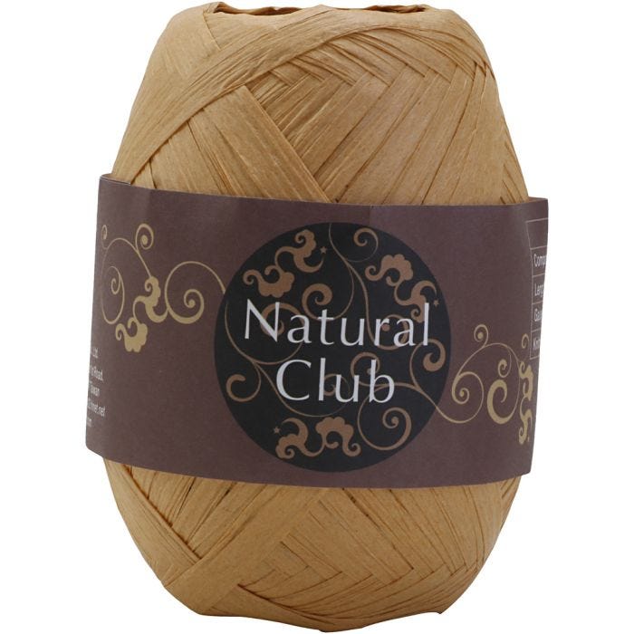 Raffia papirgarn, lys brun, 75 m/ 1 stk.