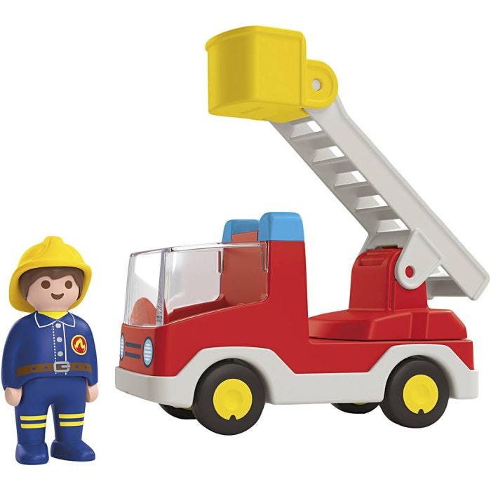 Playmobil Junior Brandbil med stige, str. 38,6x14,8x25,8 cm, 1 pk.