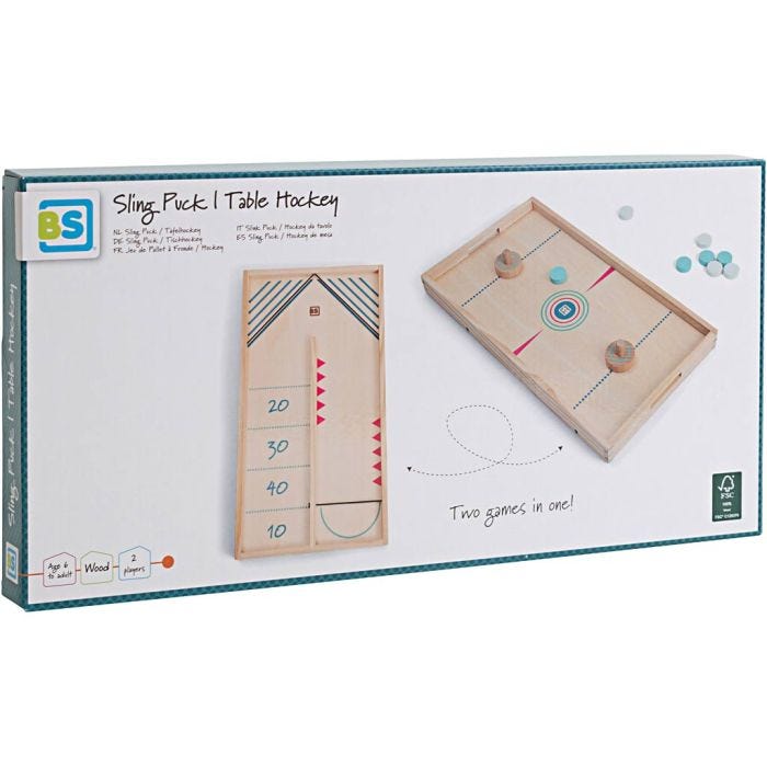 Sling Puck og Bordhockey , H: 3 cm, L: 39 cm, B: 21 cm, 13 dele/ 1 pk.
