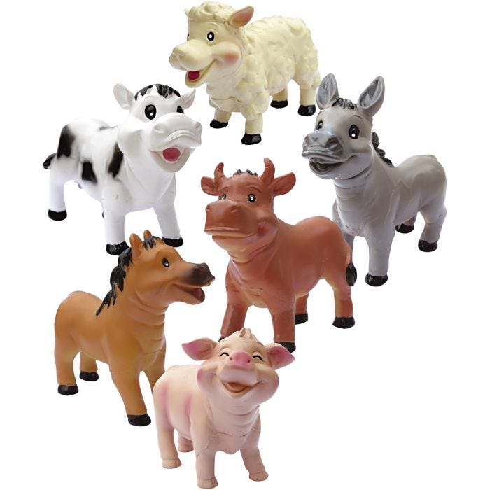 Bløde Bondegårdsdyr, 6-10 cm, 6stk./ 1 pk.