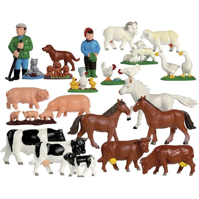 KREA Bondegårdsdyr, str. 2-7 cm, 22stk./ 1 pk.