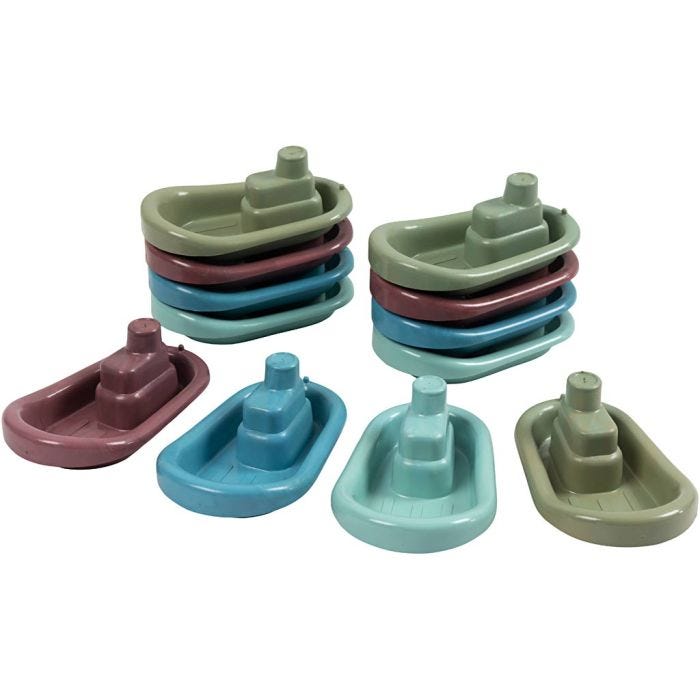 dantoy Blue Marine Toys Både i plast, str. 15x12,5x9,5 cm, 12 stk./ 1 pk.