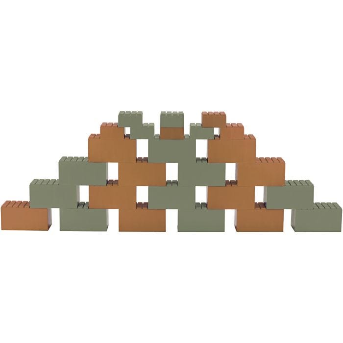 dantoy Store Byggesten, str. 30x15,9 - 15x8,5 cm, grøn, orange, 26 stk./ 1 pk.