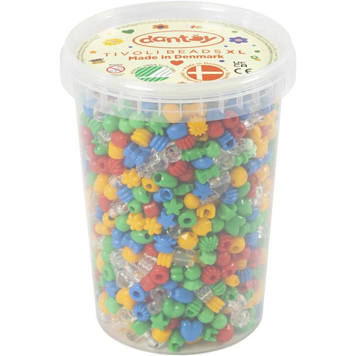 dantoy perler, diam. 5-8 mm, hulstr. 4 mm, ca. 1580 ass., ass. farver, 700 g/ 1 pk.