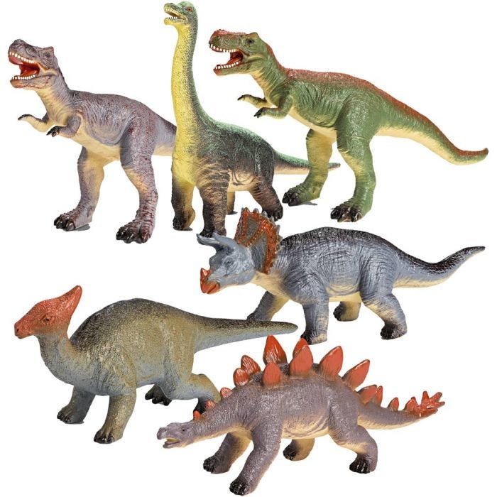 Dinosaurer, str. 27-30 cm, 6stk./ 1 pk.