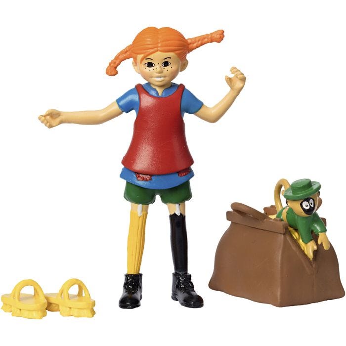 Pippi Langstrømpe figursæt, 8 cm, 1 stk.