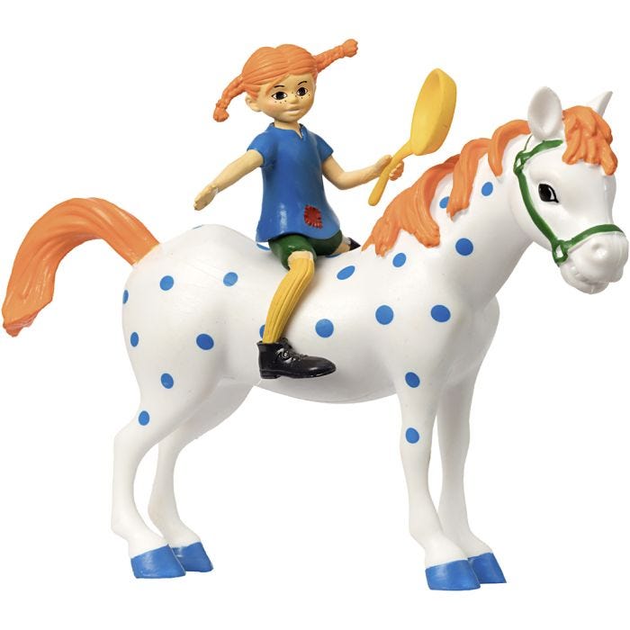 Pippi og Lilla Gubben figursæt, str. 11 cm, 2 stk./ 1 sæt