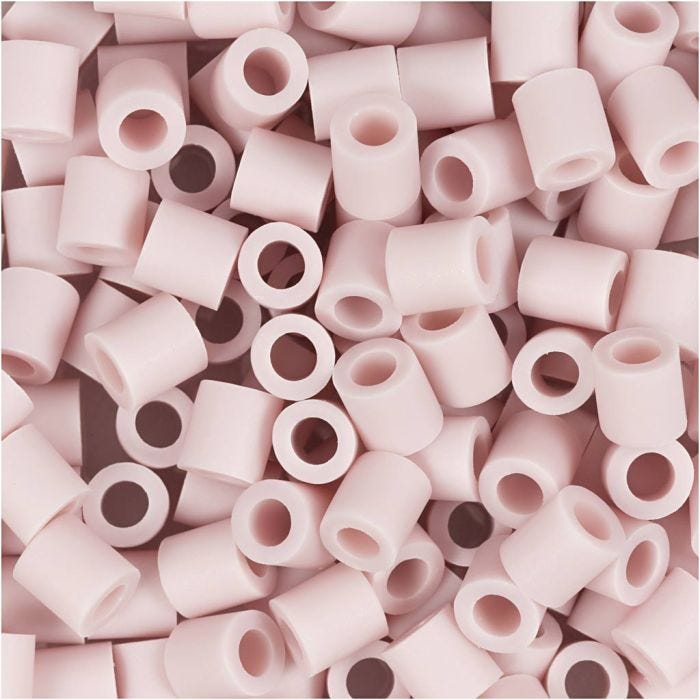 NABBI BioBeads Rørperler, str. 5x5 mm, hulstr. 2.5 mm, medium, lys pink, 1000 stk./ 1 pk.