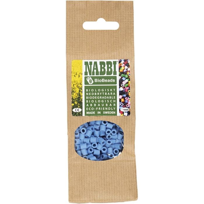 NABBI BioBeads Rørperler, str. 5x5 mm, hulstr. 2.5 mm, medium, blå, 1000 stk./ 1 pk.